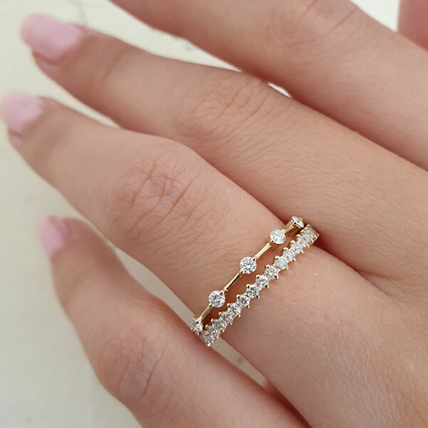 0.20 Carats Lab Grown Diamond Round Shape Dainty Wedding Band