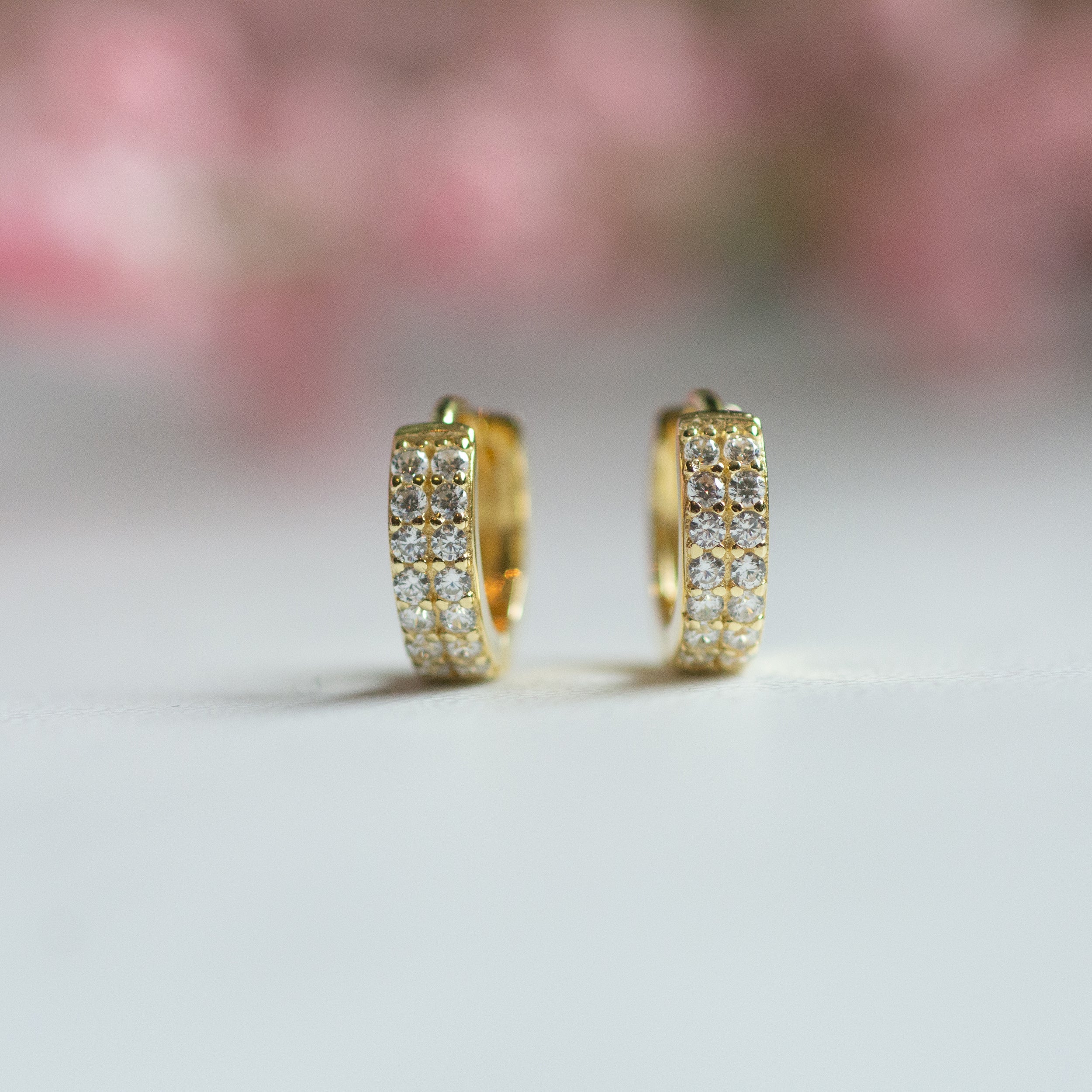 0.60 TCW Round Shape Moissanite Two Row Huggies Earrings