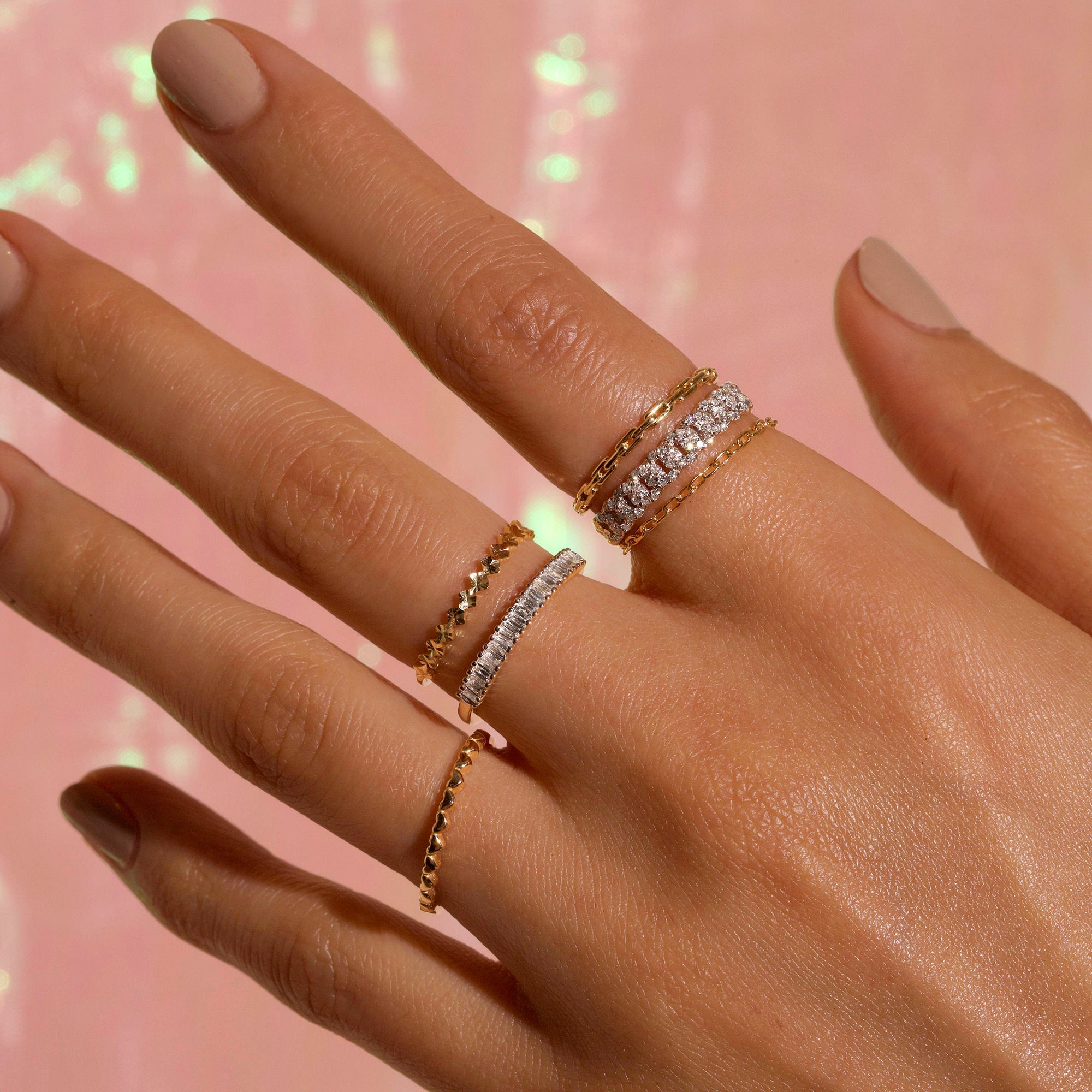 0.16 Carats Lab Grown Diamond Baguette Shape Half Eternity Wedding Band