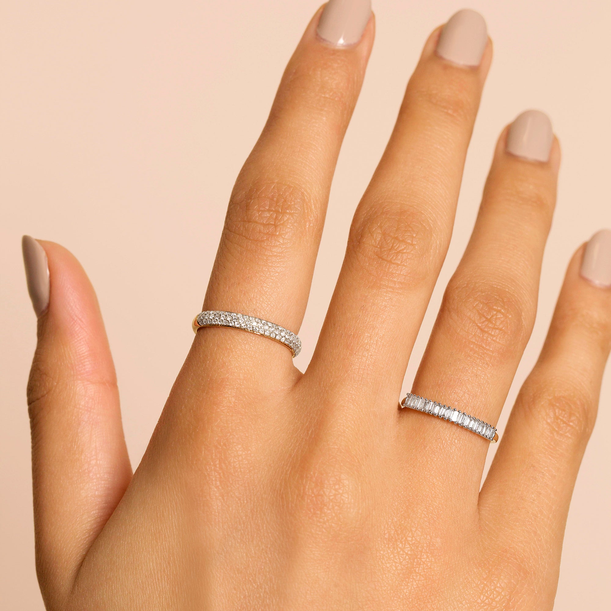 0.16 Carats Lab Grown Diamond Baguette Shape Half Eternity Wedding Band