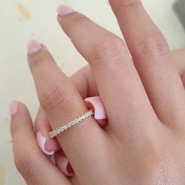 0.30 Carats Lab Grown Diamond Round Shape Half Eternity Wedding Band