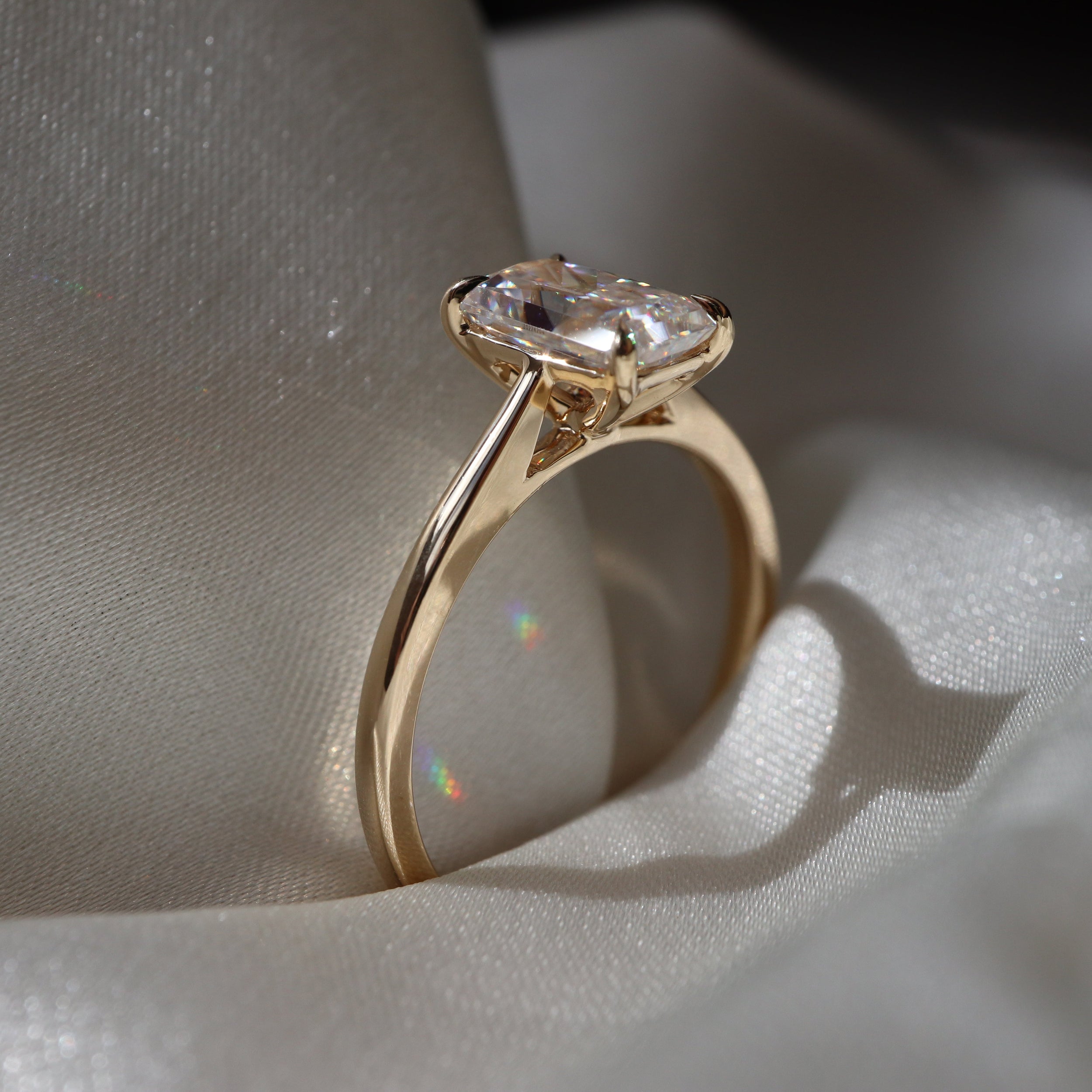 2.0 Carats Radiant Shape Solitaire Moissanite Engagement Ring