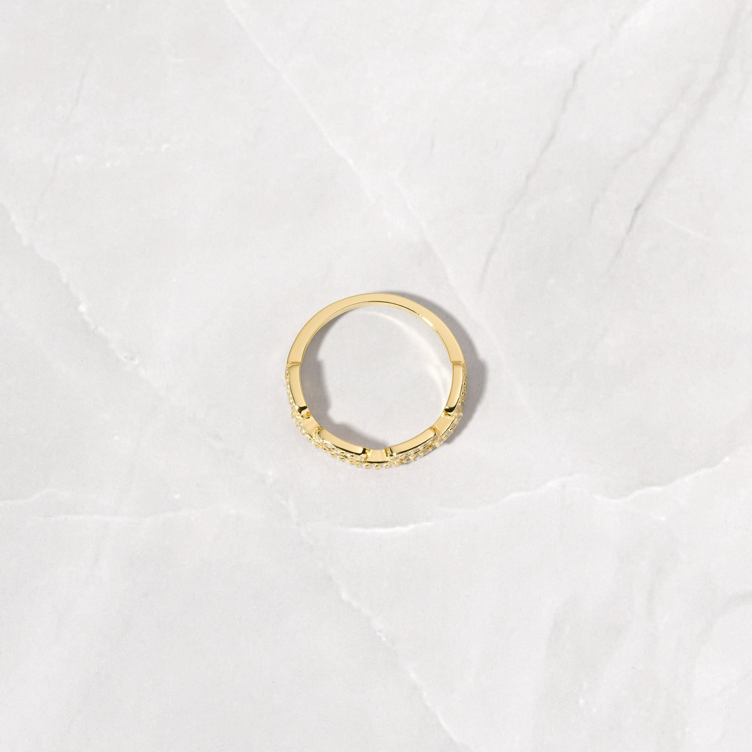 0.30 Carats Moissanite Round Pave Link Style Wedding Band