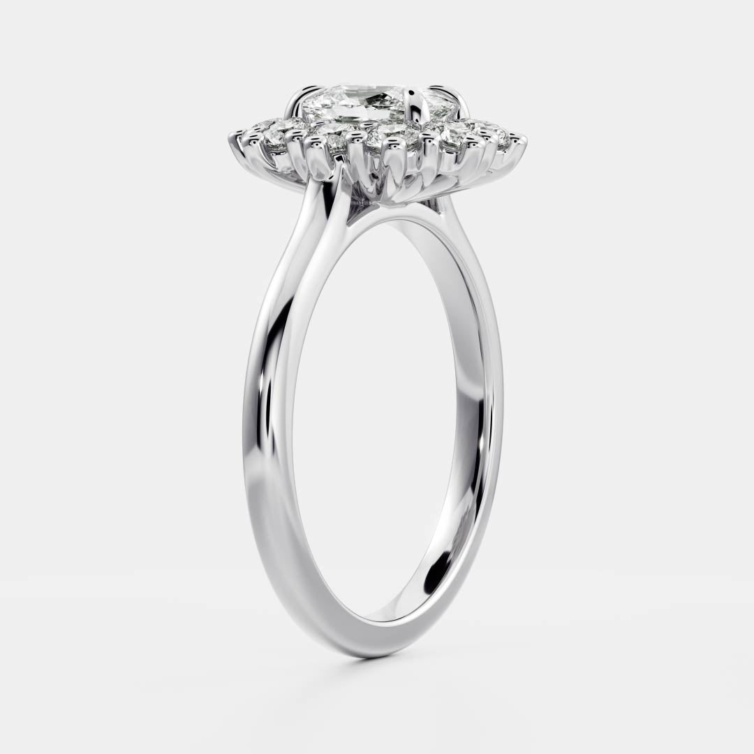 0.50 Carats Elongated Cushion Shape Moissanite Halo Engagement Ring