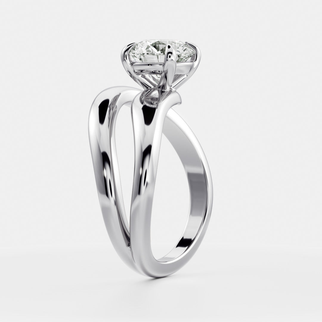 0.90 Carats Round Brilliant Shape Moissanite Solitaire with Wrapped Engagement Ring
