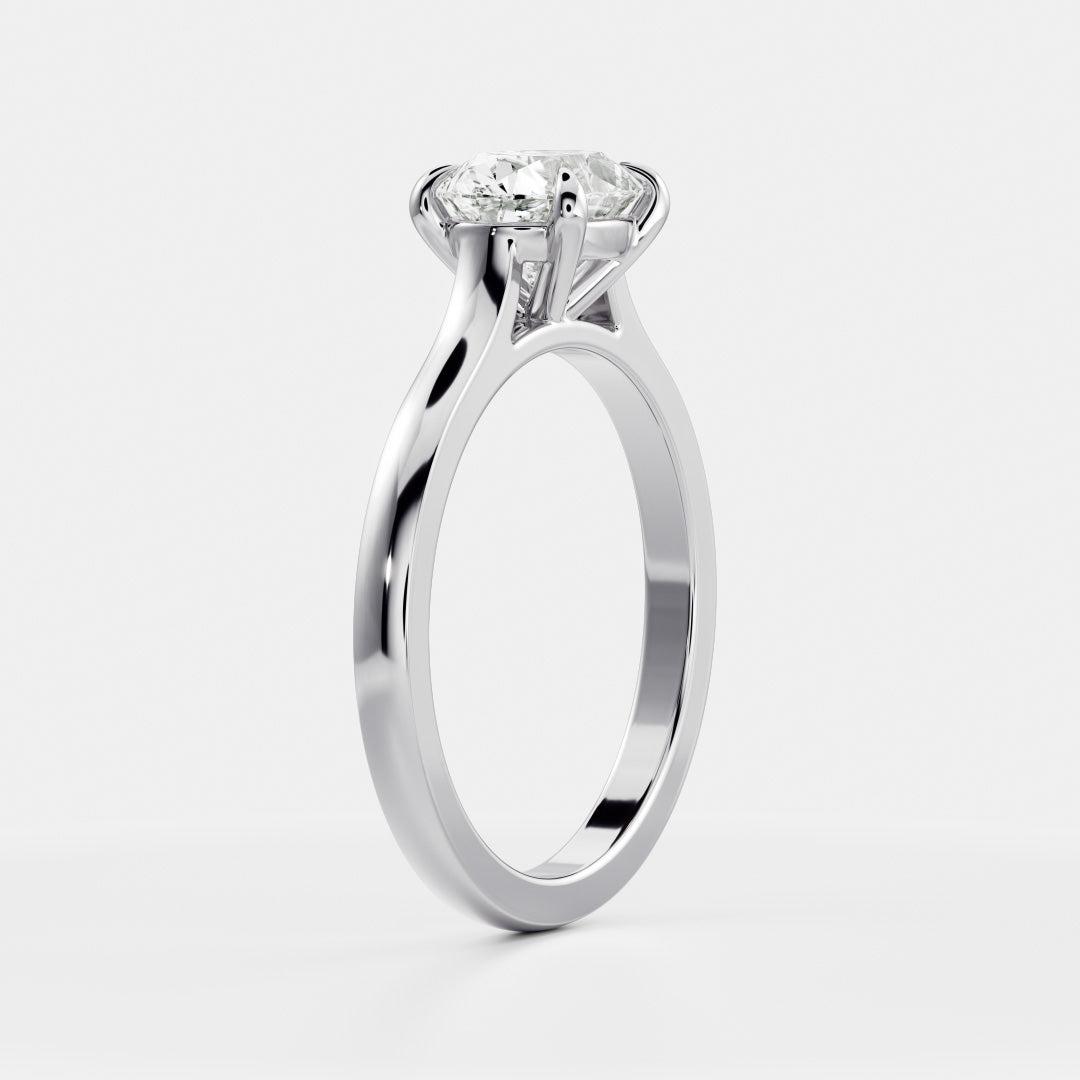 0.90 Carats East-West Oval Shape Solitaire Moissanite Engagement Ring