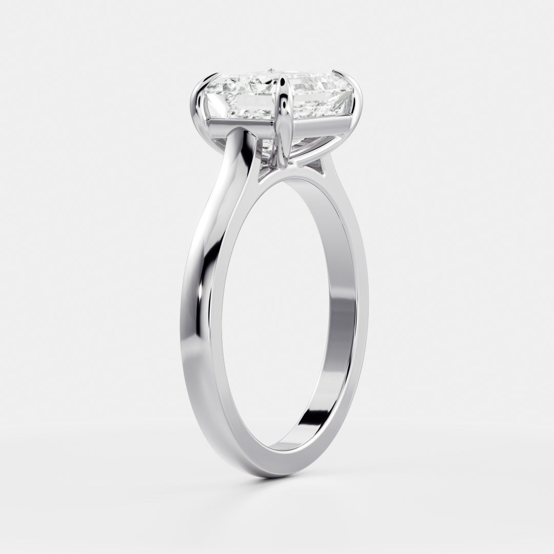 1.50 Carats East-West Emerald Shape Moissanite Solitaire Engagement Ring