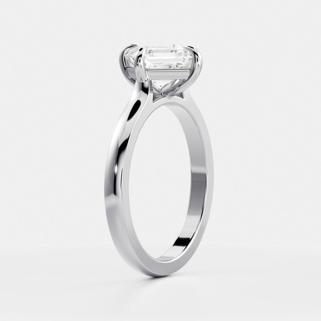 1.50 Carats East-West Asscher Shape Moissanite Solitaire Engagement Ring
