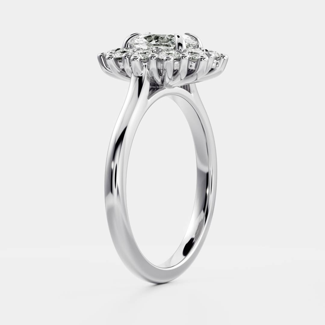0.90 Carats Oval Shape Moissanite Halo Engagement Ring