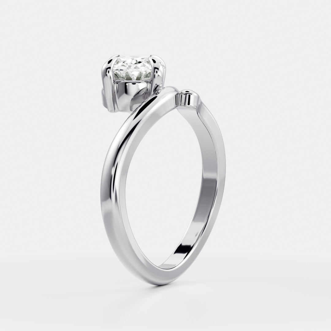 1.0 Carats Floating Oval Shape Moissanite Solitaire with Twisted Engagement Ring
