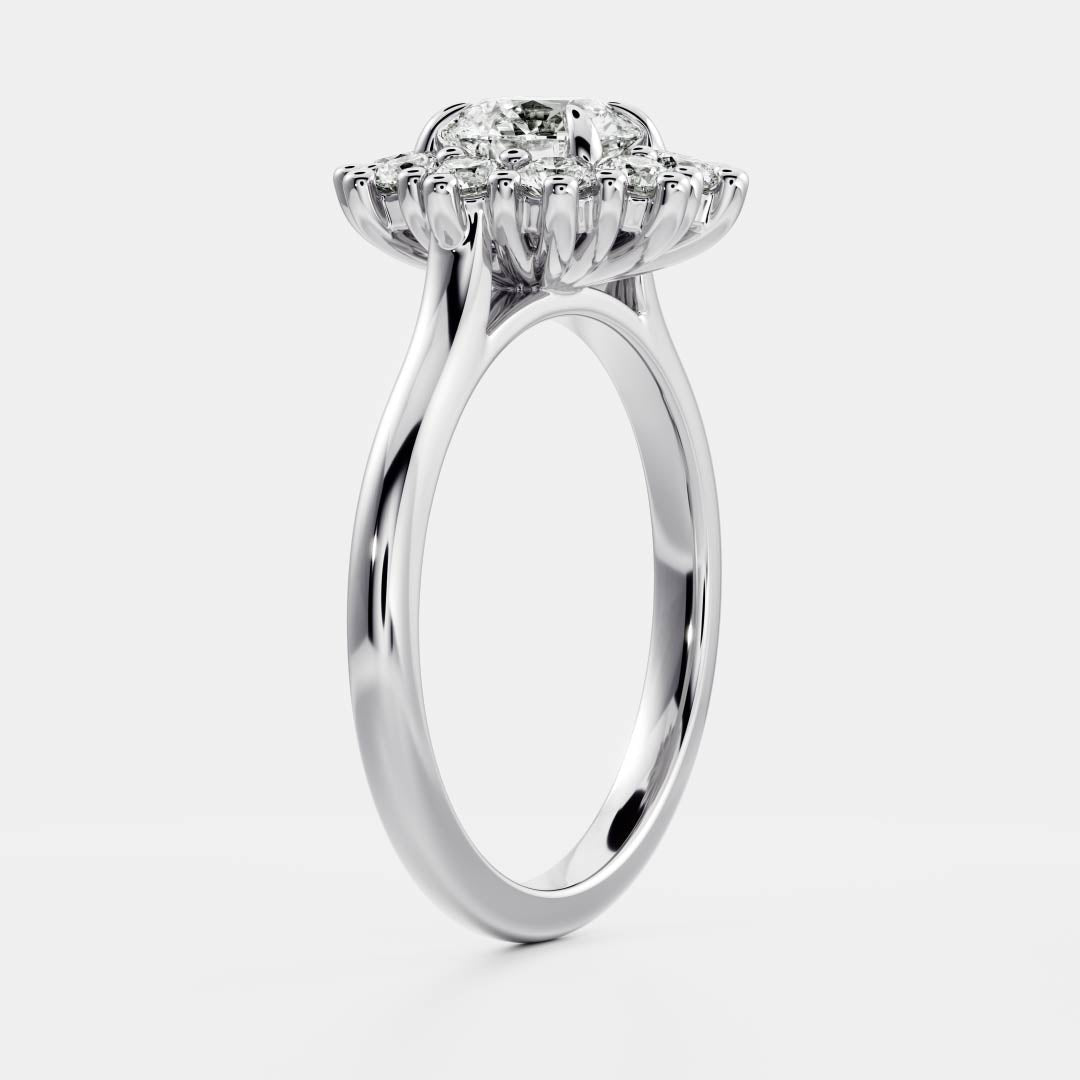 0.60 Carats Round Shape Moissanite Halo Engagement Ring