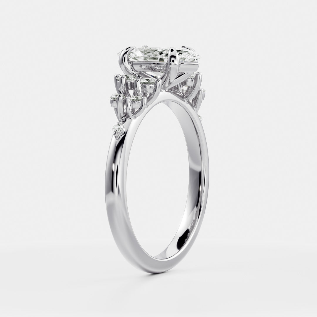 1.0 Carats Marquise Shape Cluster Moissanite Engagement Ring