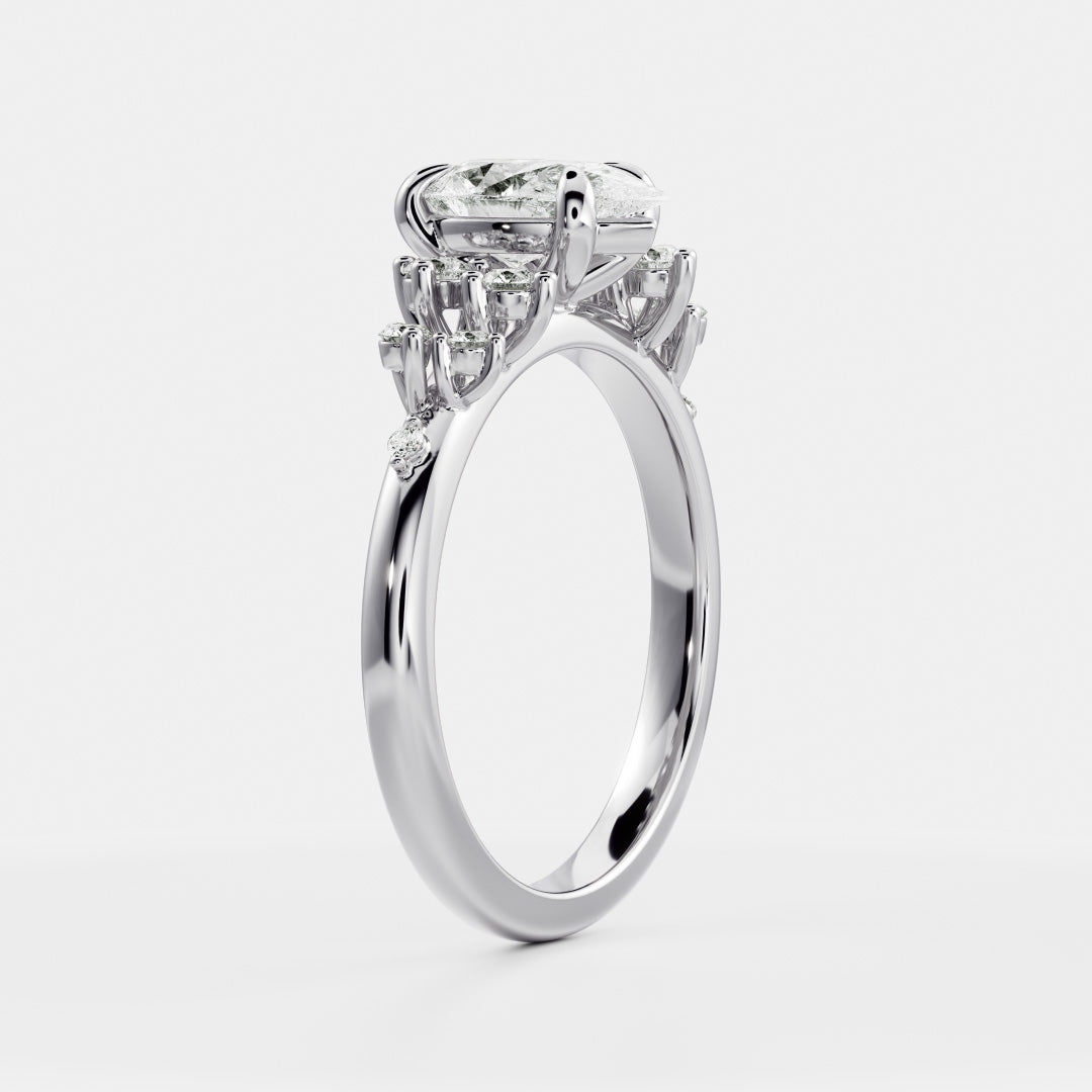 0.70 Carats Pear Shape Moissanite Cluster Engagement Ring