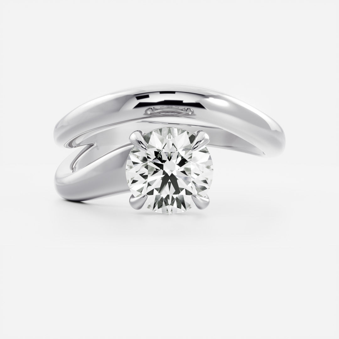 0.90 Carats Round Brilliant Shape Moissanite Solitaire with Wrapped Engagement Ring
