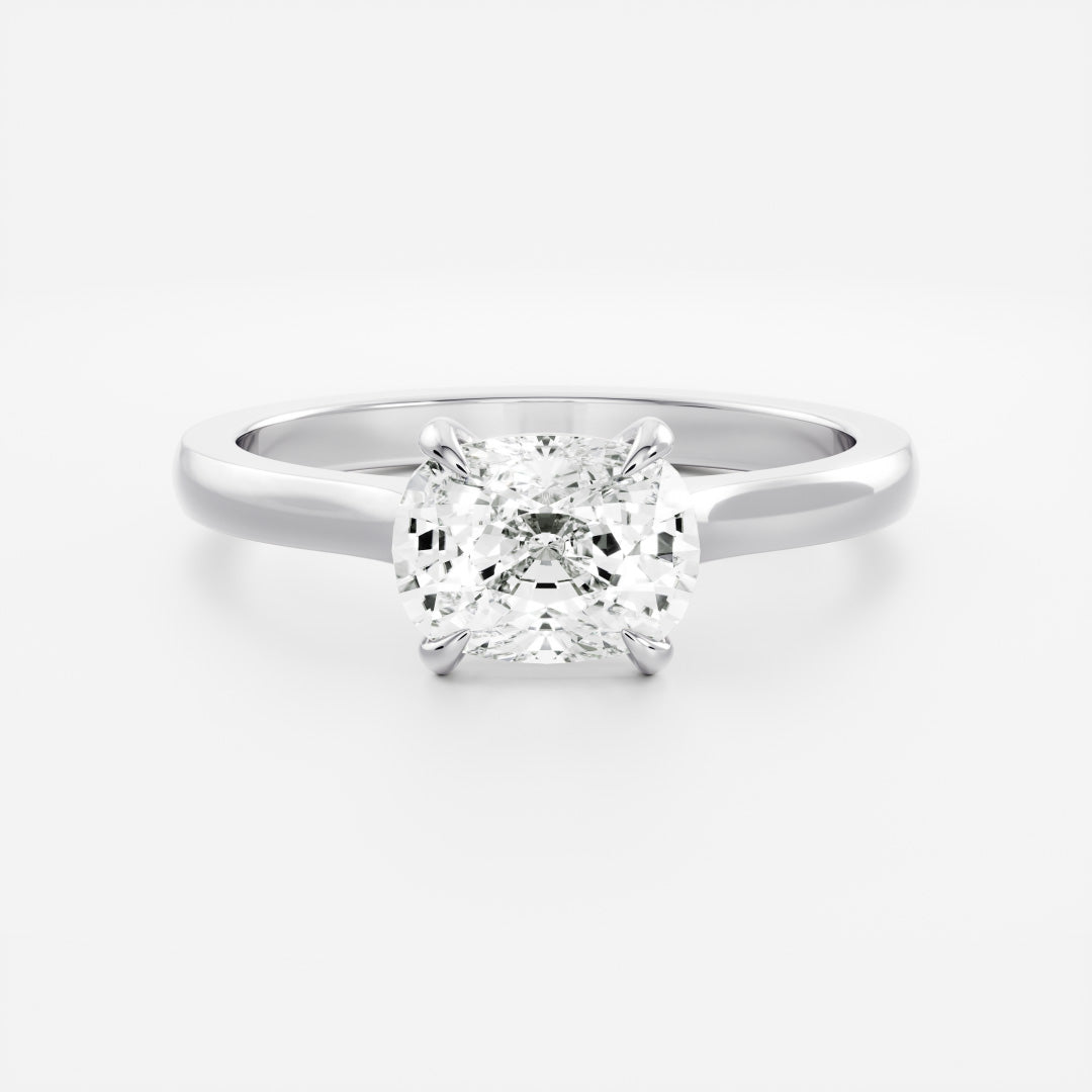 1.20 Carats East-West Elongated Cushion Shape Solitaire Moissanite Engagement Ring