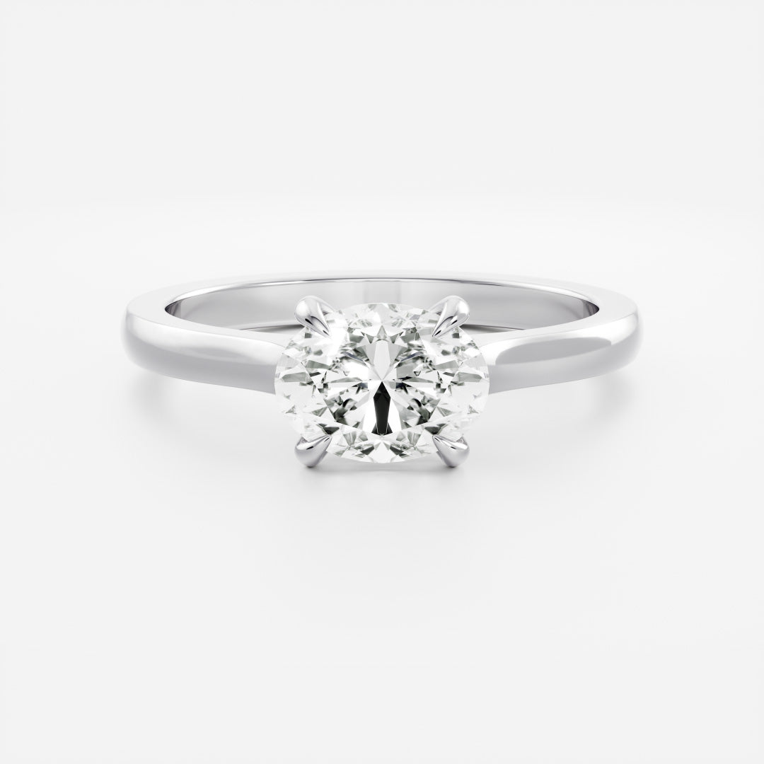 0.90 Carats East-West Oval Shape Solitaire Moissanite Engagement Ring