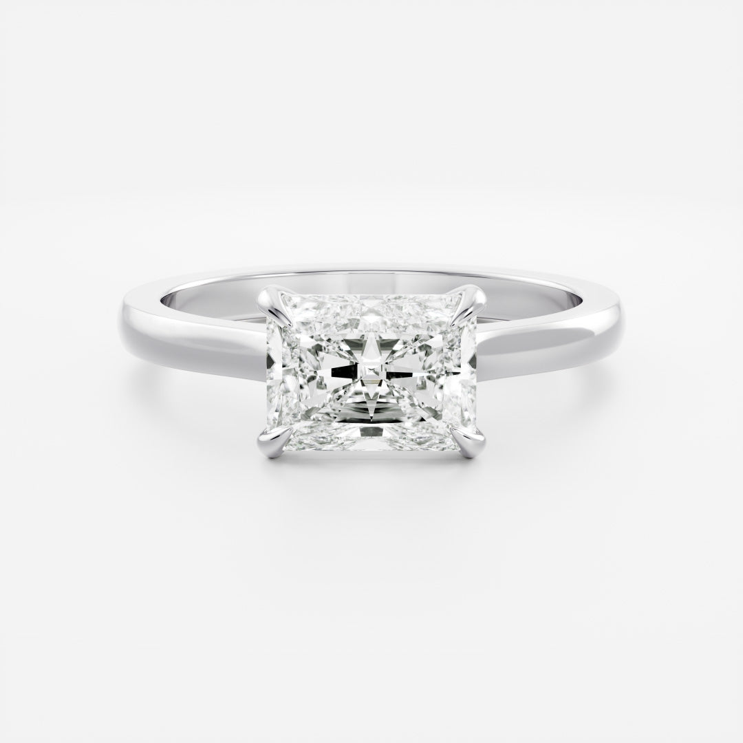 1.0 Carats East-West Radiant Shape Solitaire Moissanite Engagement Ring