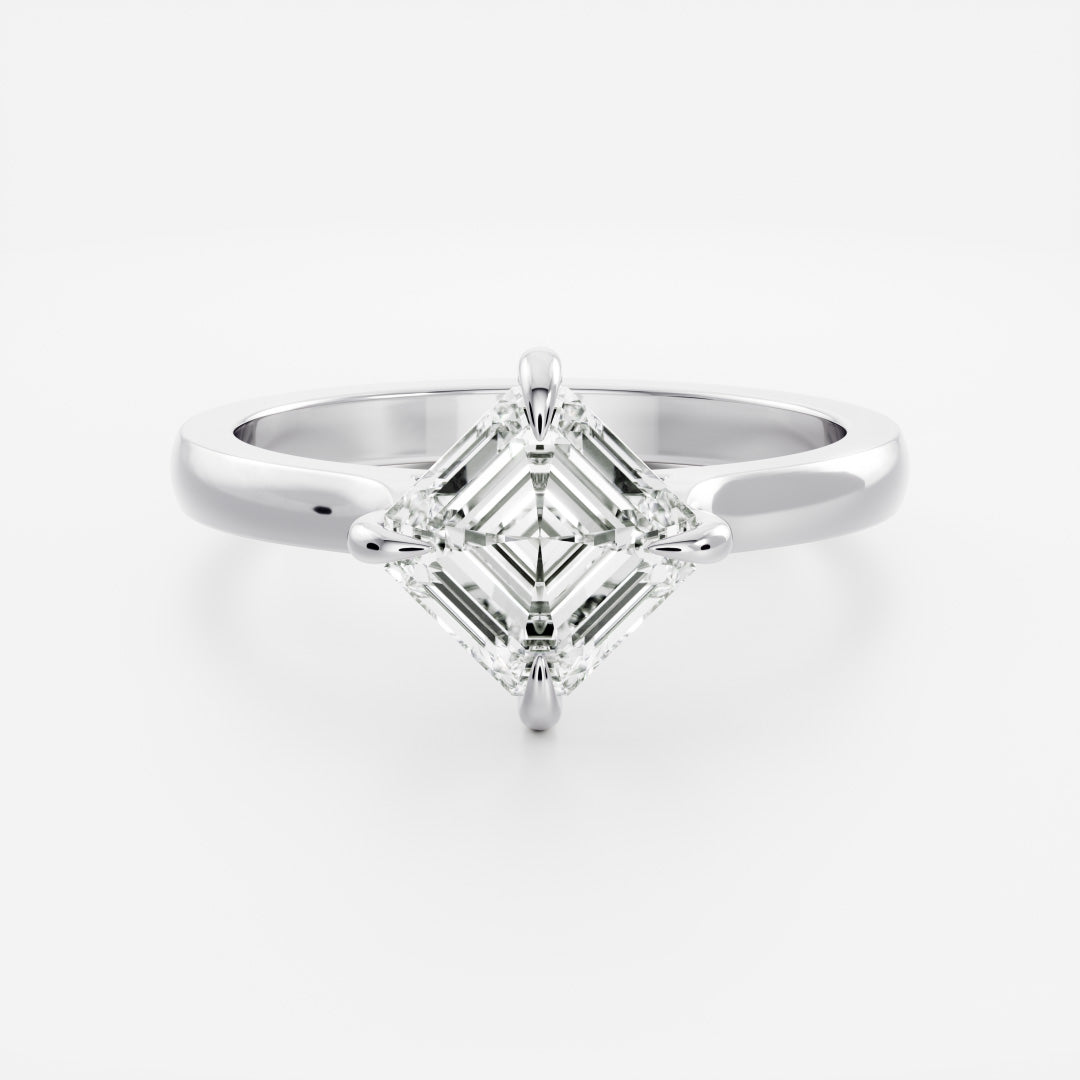 1.50 Carats East-West Asscher Shape Moissanite Solitaire Engagement Ring