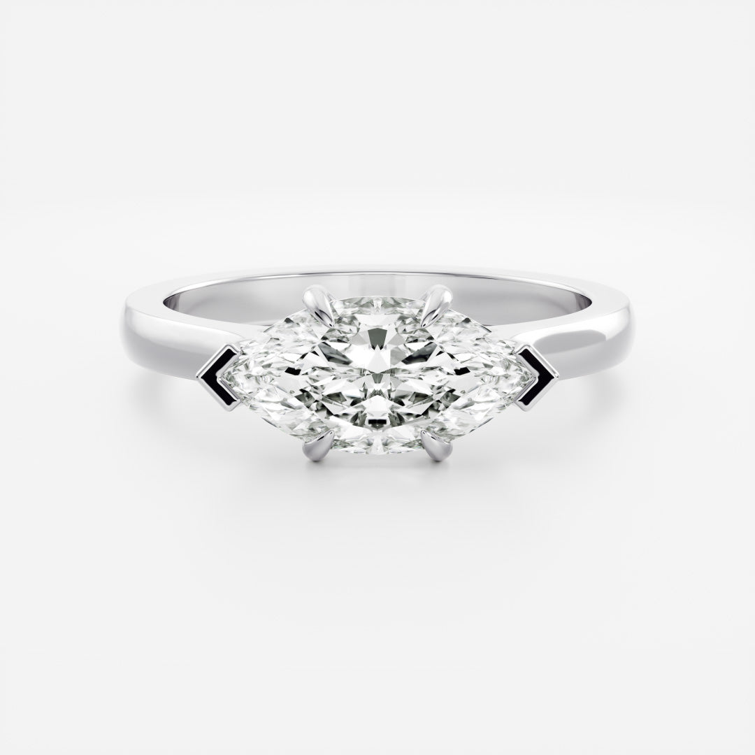 1.0 Carats East-West Marquise Shape Moissanite Solitaire Engagement Ring