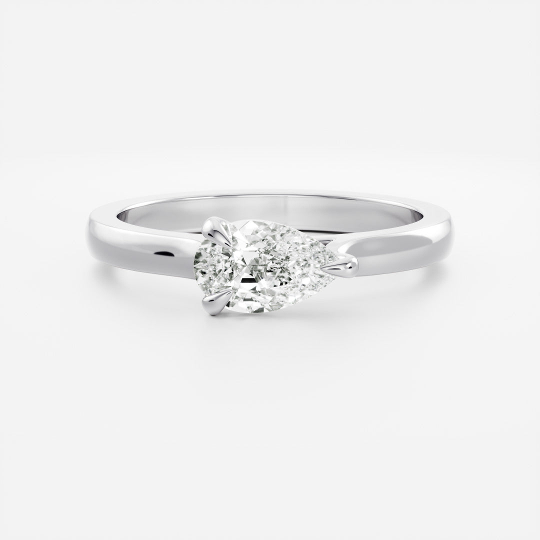 0.80 Carats East-West Pear Shape Moissanite Solitaire Engagement Ring