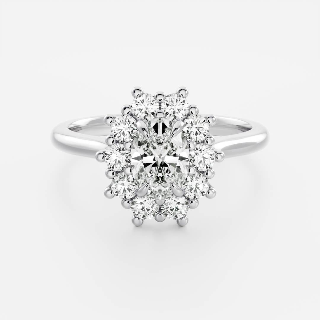 0.90 Carats Oval Shape Moissanite Halo Engagement Ring