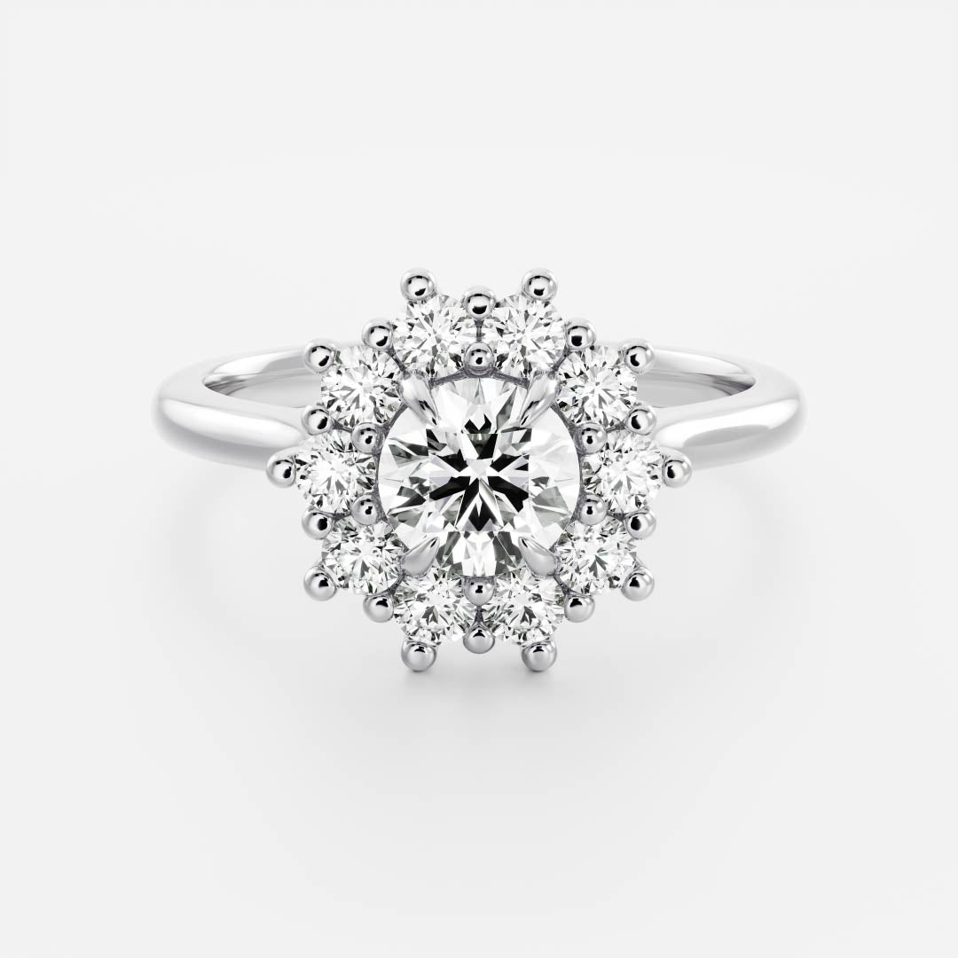0.60 Carats Round Shape Moissanite Halo Engagement Ring