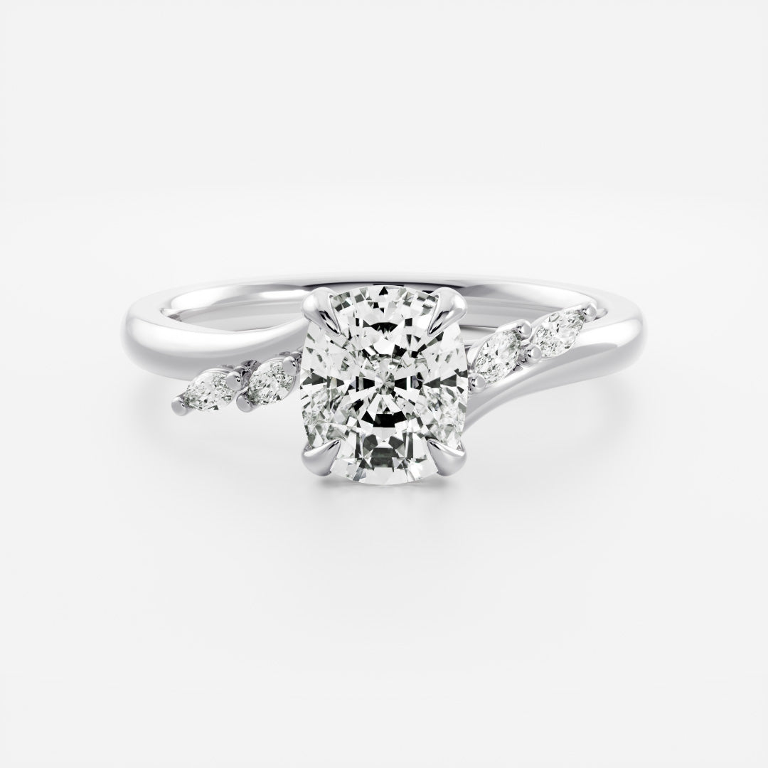 1.10 Carats Elongated Cushion Shape Cluster Moissanite Engagement Ring
