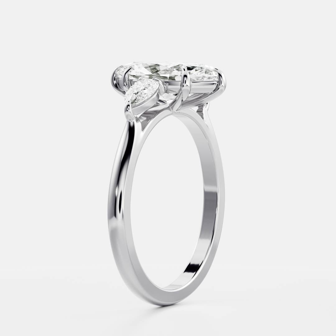 1.20 Carats Marquise Shape Moissanite Three Stone Engagement Ring