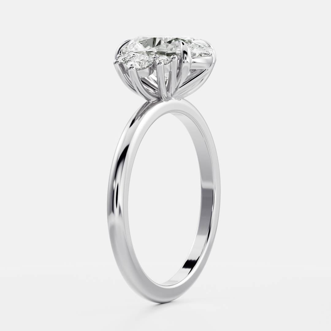 1.50 Carats Oval Shape Cluster Moissanite Engagement Ring