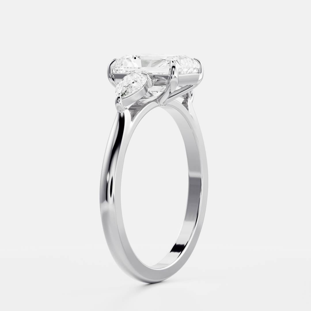 1.10 Carats Radiant Shape Moissanite Three Stone Engagement Ring