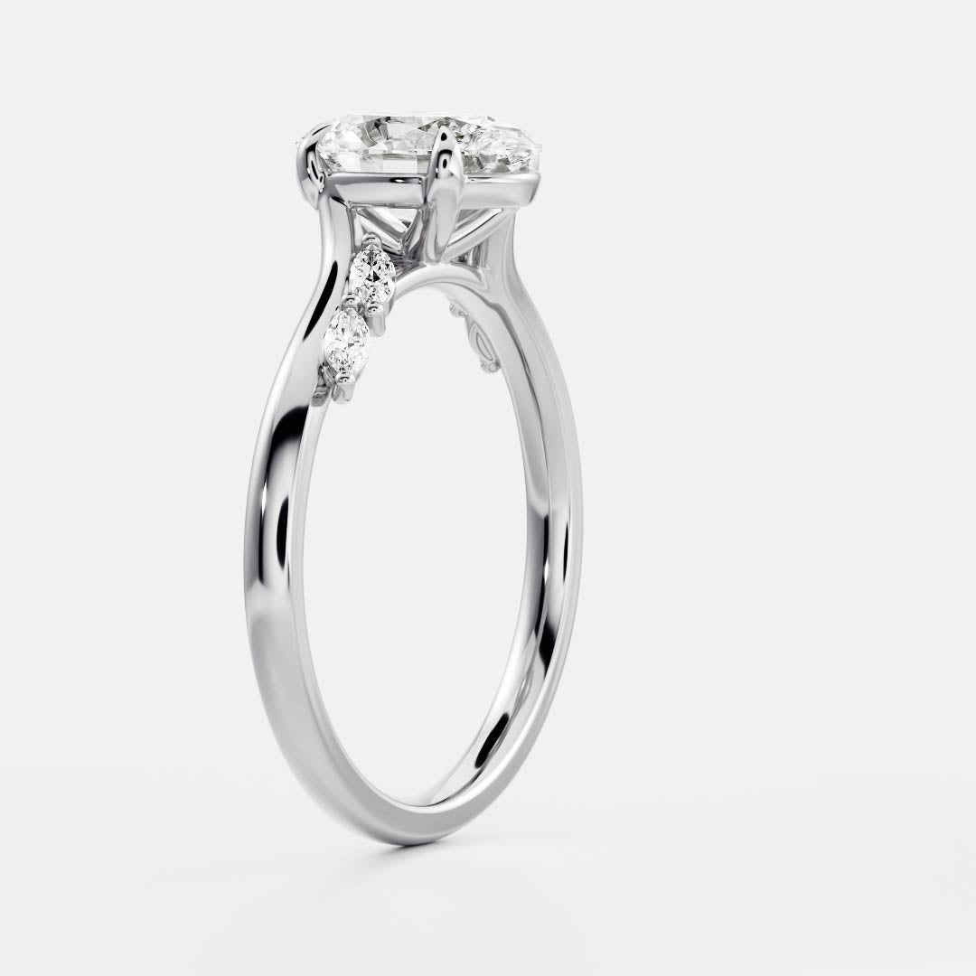 1.30 Carats Oval Shape Moissanite Cluster Engagement Ring