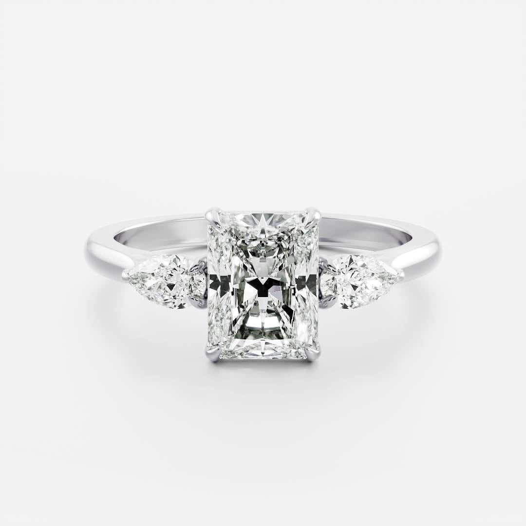 1.10 Carats Radiant Shape Moissanite Three Stone Engagement Ring