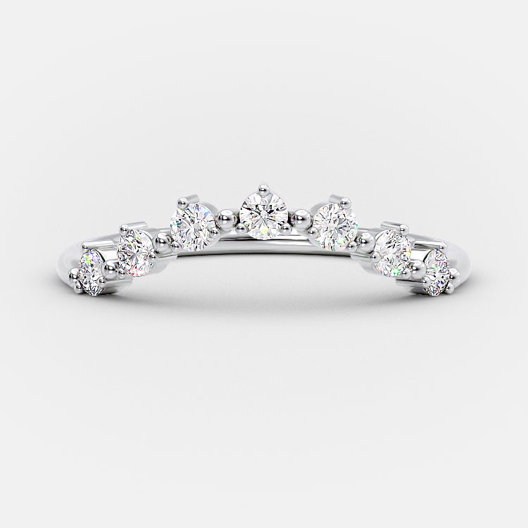0.50 Carats Lab Grown Diamond Round Shape Curved Wedding Band