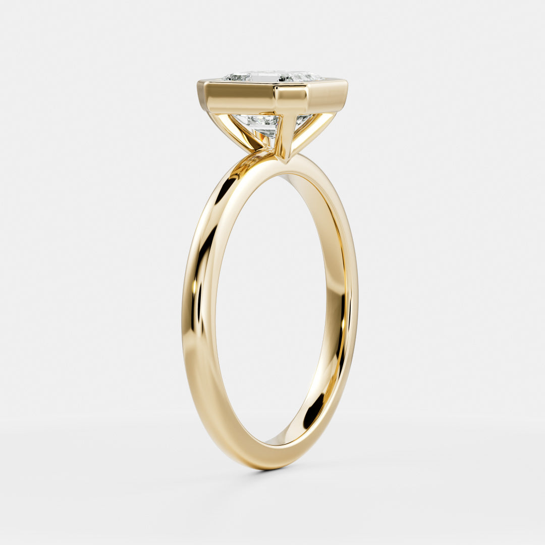 0.80 Carats Asscher Shape Moissanite Bezel Solitaire Engagement Ring