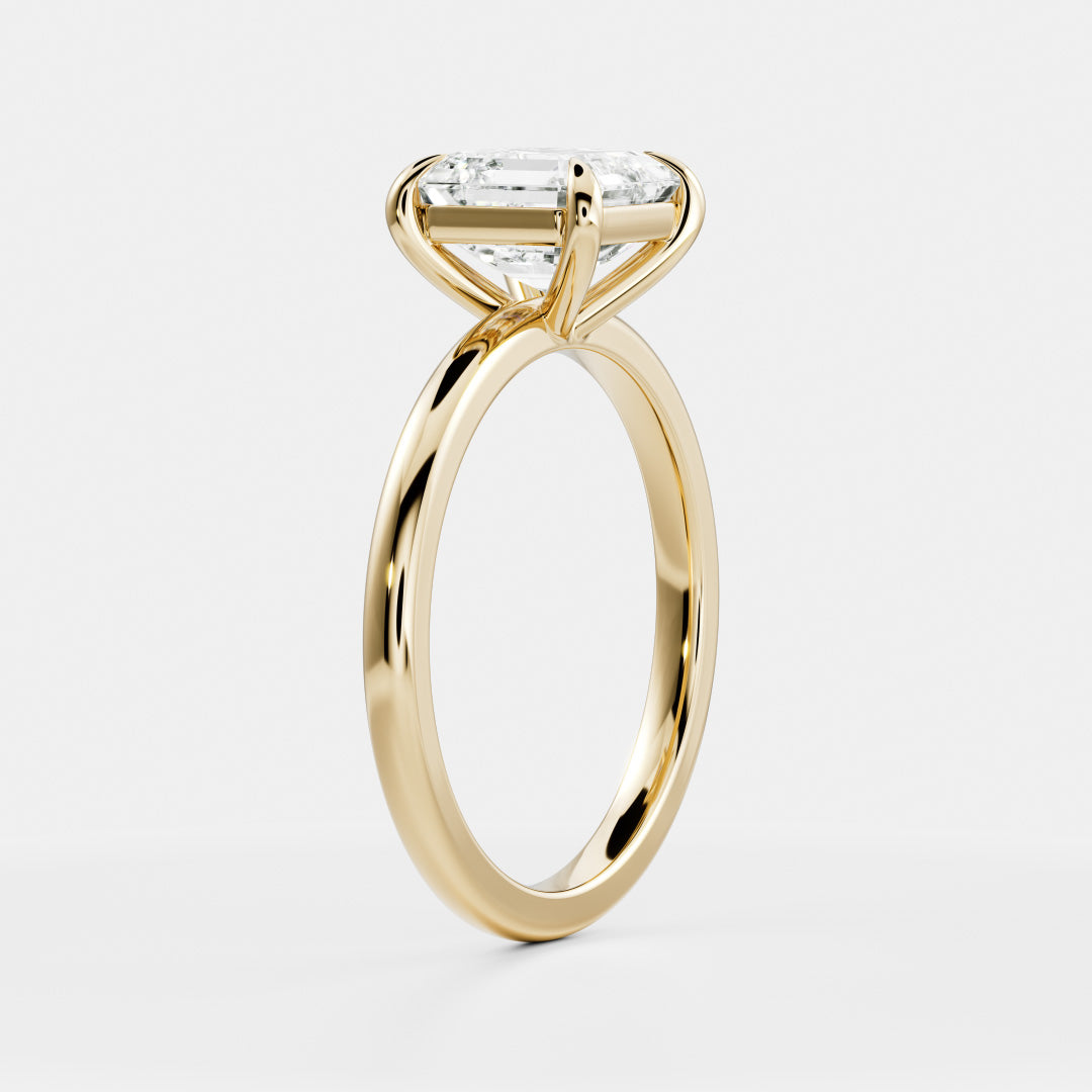 1.0 Carats Asscher Shape Moissanite Solitaire Engagement Ring