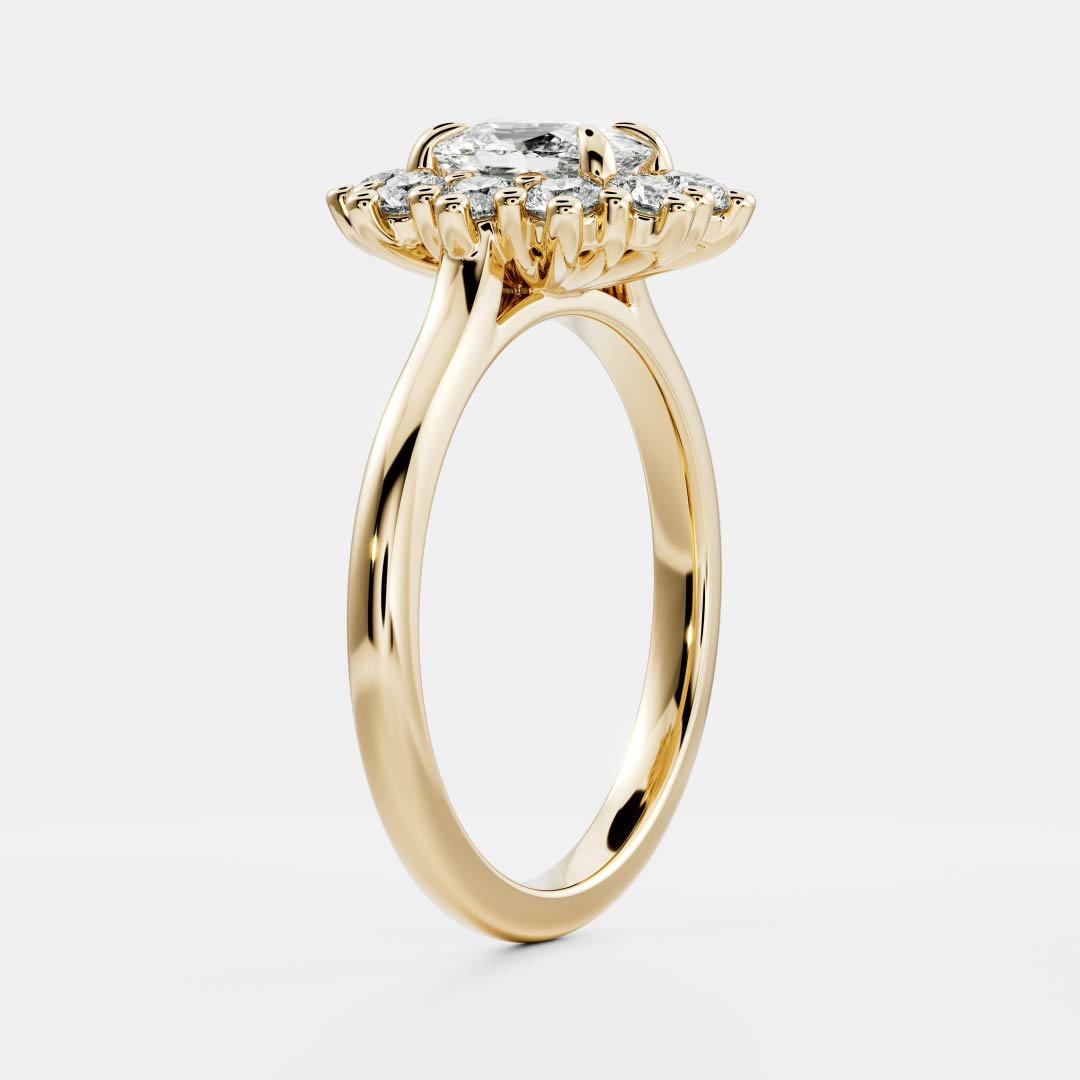 0.50 Carats Elongated Cushion Shape Moissanite Halo Engagement Ring