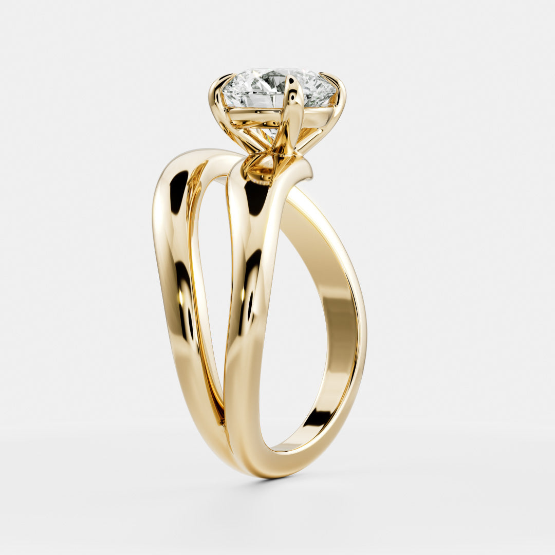 0.90 Carats Round Brilliant Shape Moissanite Solitaire with Wrapped Engagement Ring
