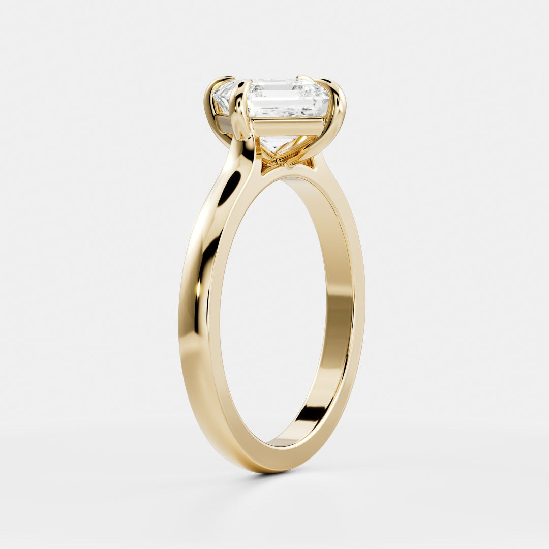 1.50 Carats East-West Asscher Shape Moissanite Solitaire Engagement Ring