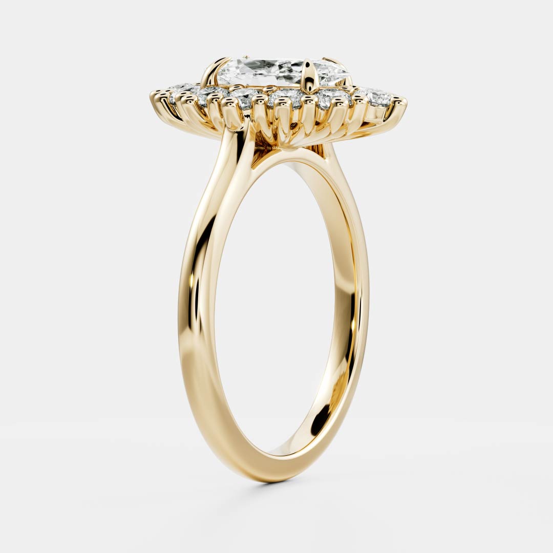 0.50 Carats Marquise Shape Moissanite Halo Engagement Ring