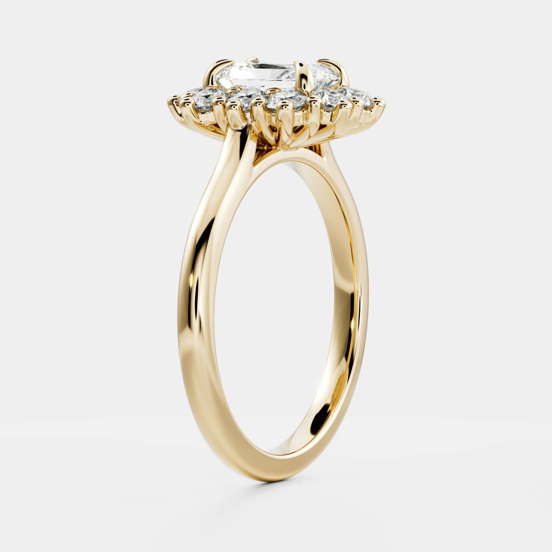 0.60 Carats Radiant Shape Moissanite Halo Engagement Ring