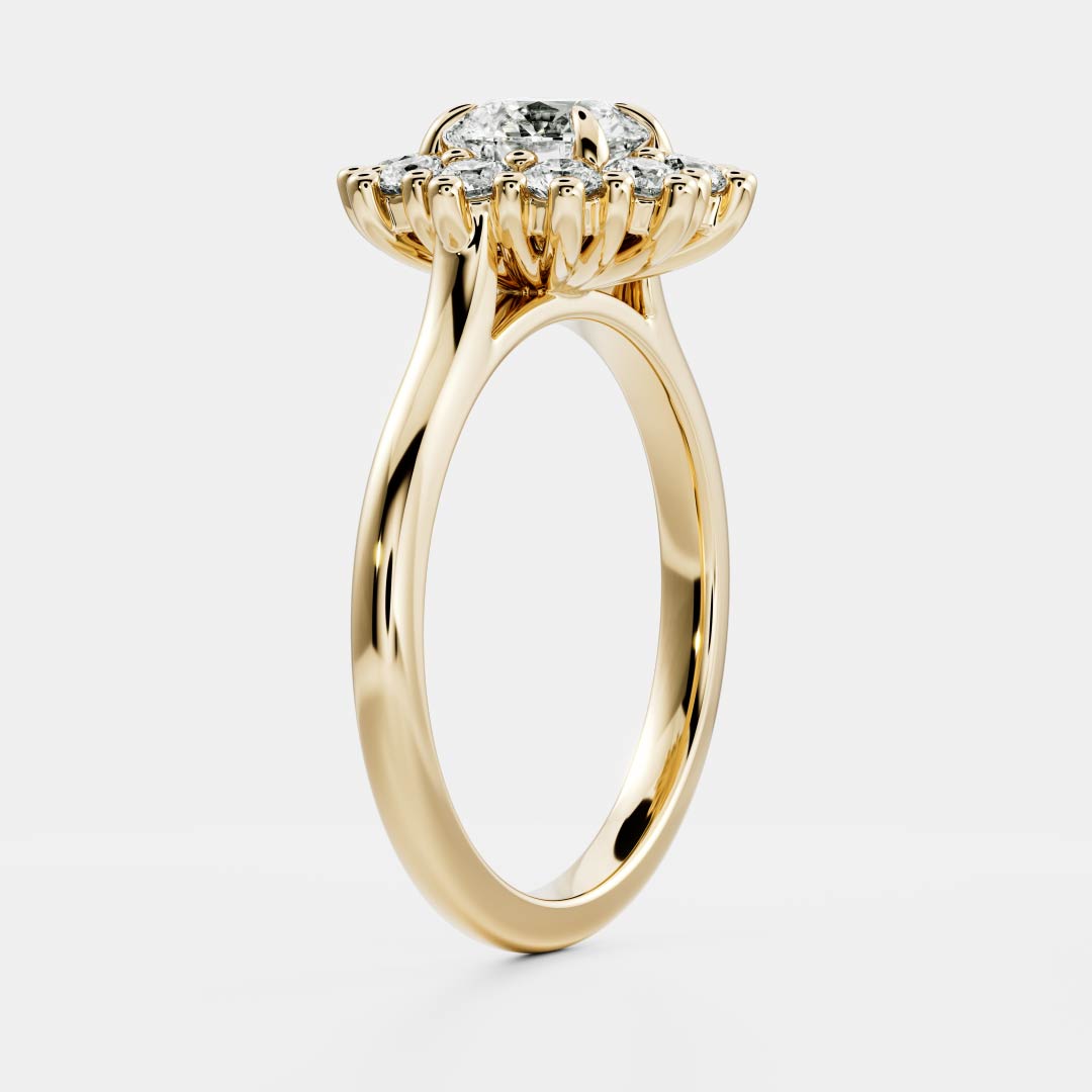 0.60 Carats Round Shape Moissanite Halo Engagement Ring