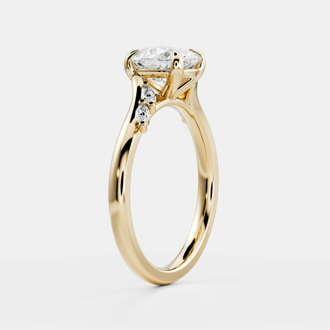 1.10 Carats Elongated Cushion Shape Cluster Moissanite Engagement Ring