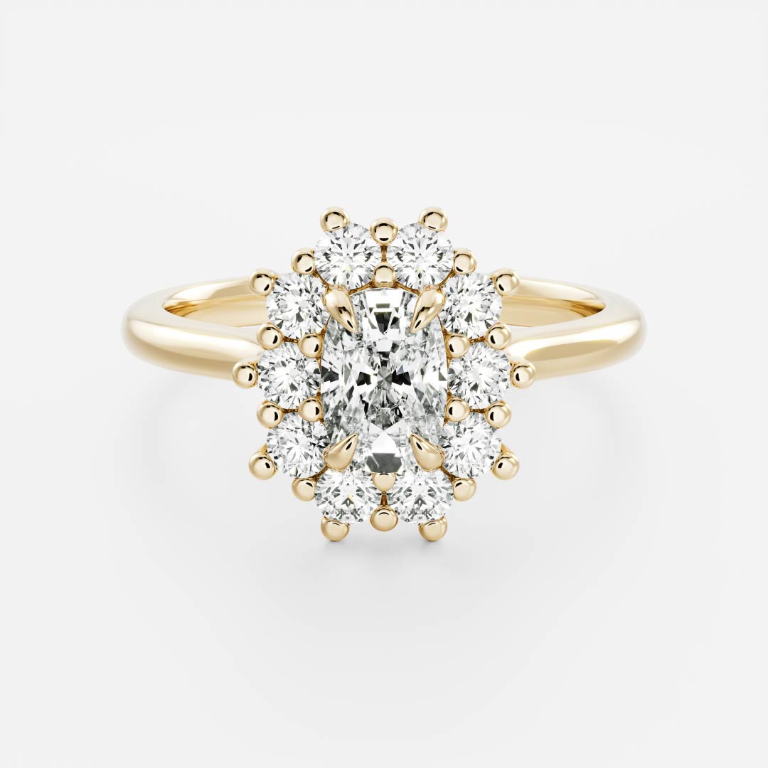 0.50 Carats Elongated Cushion Shape Moissanite Halo Engagement Ring