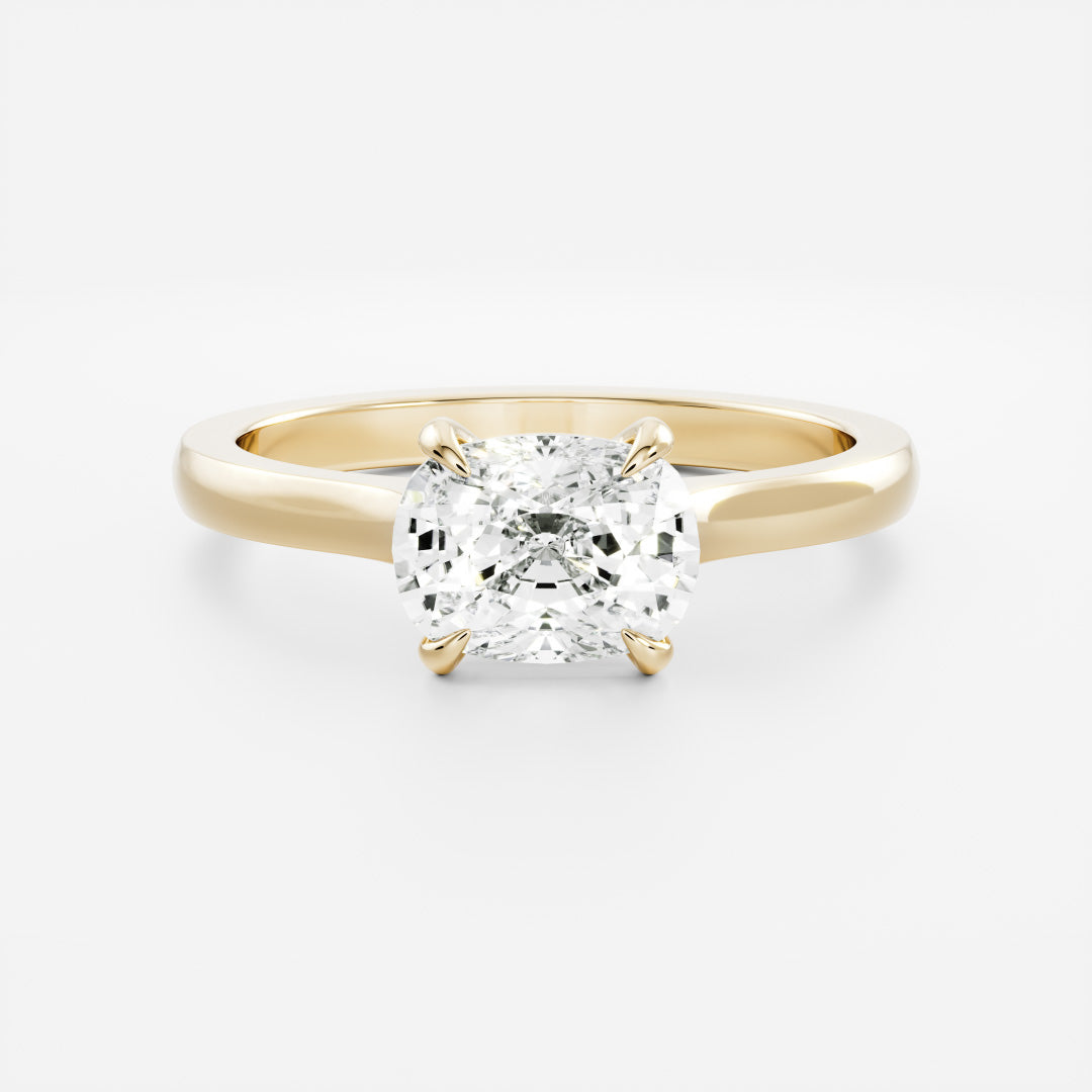 1.20 Carats East-West Elongated Cushion Shape Solitaire Moissanite Engagement Ring
