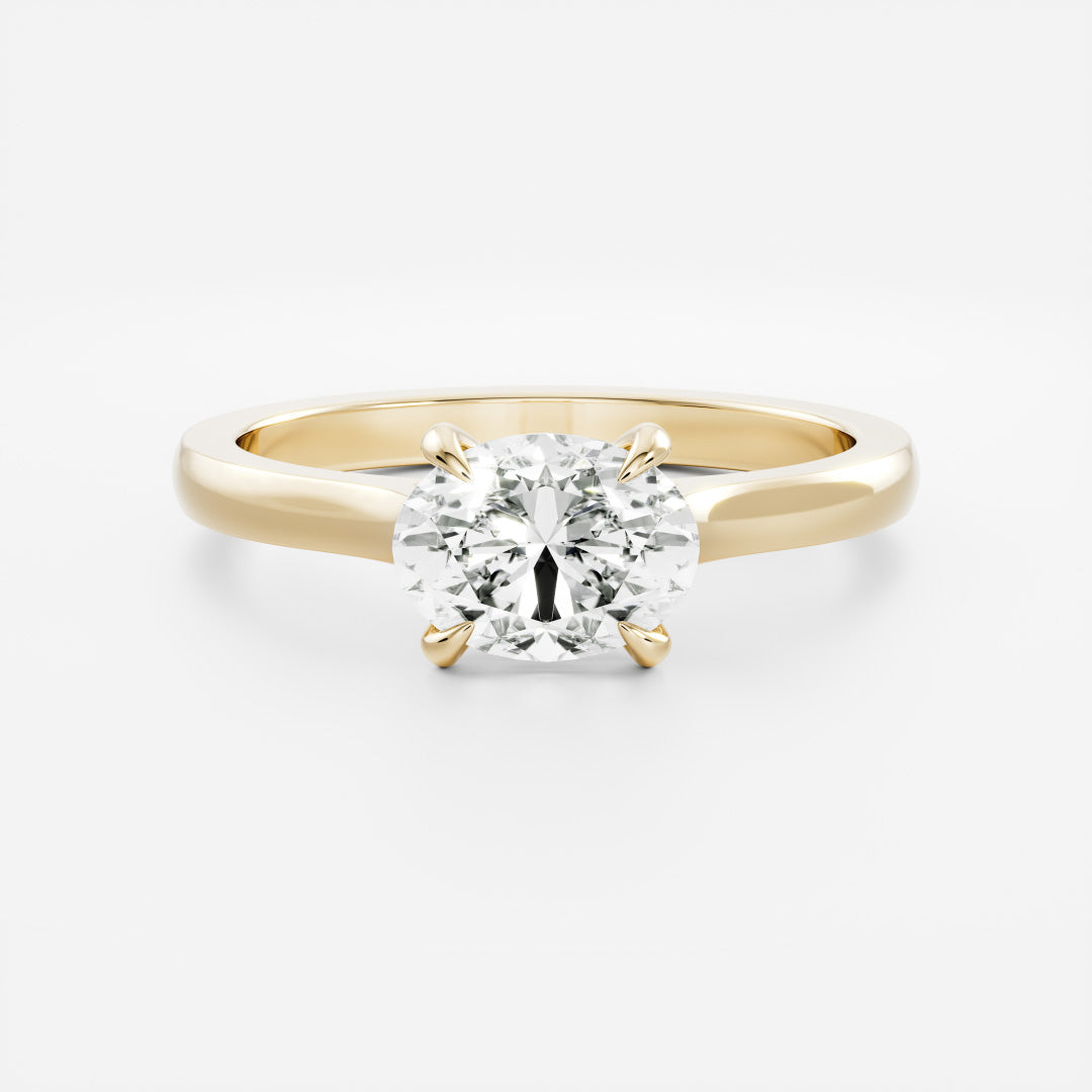 0.90 Carats East-West Oval Shape Solitaire Moissanite Engagement Ring