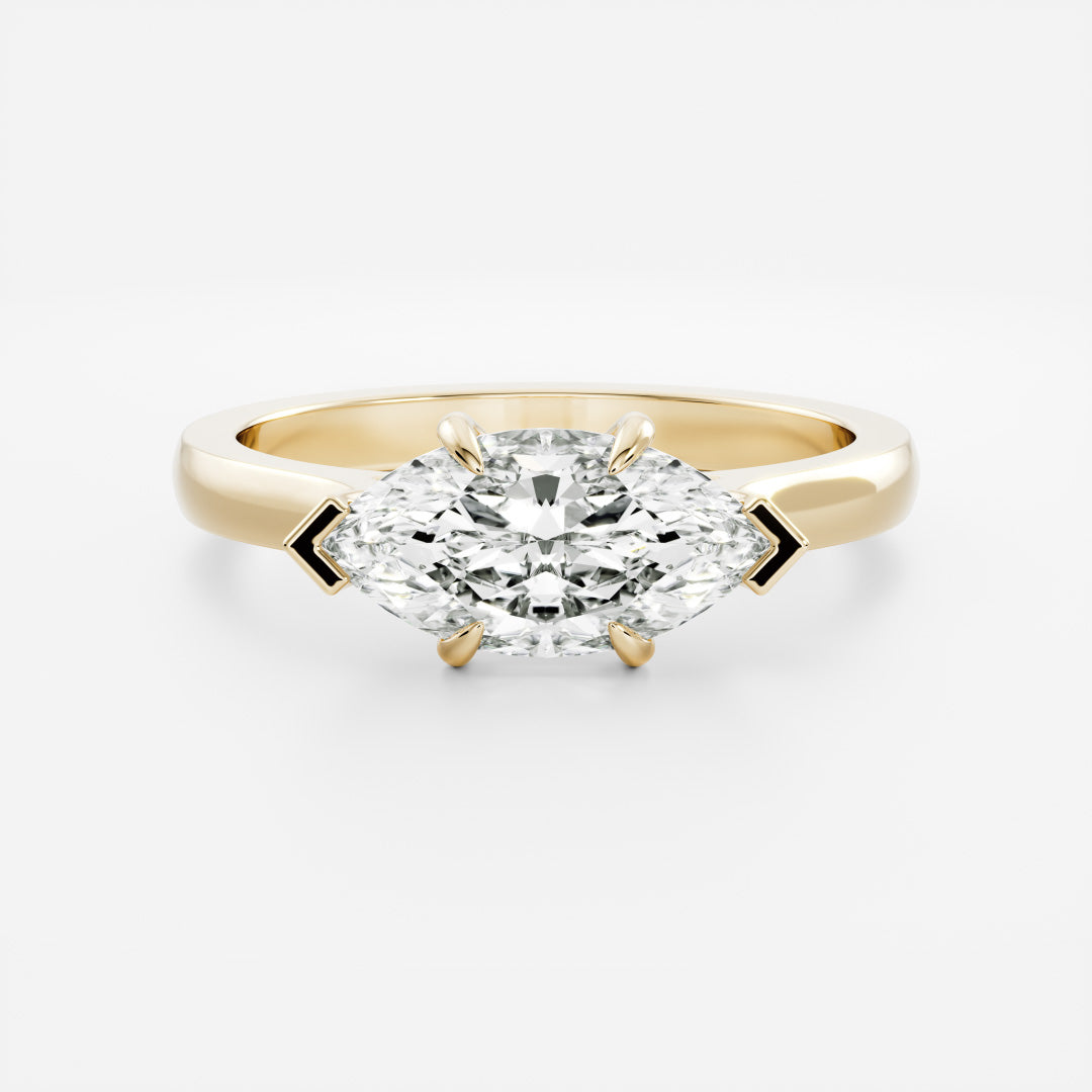1.0 Carats East-West Marquise Shape Moissanite Solitaire Engagement Ring