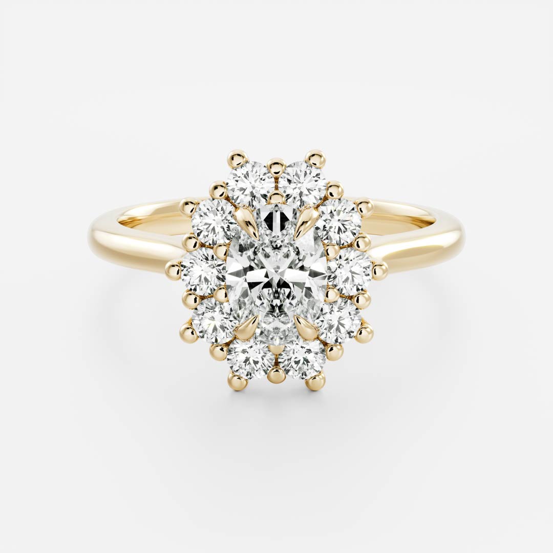 0.90 Carats Oval Shape Moissanite Halo Engagement Ring
