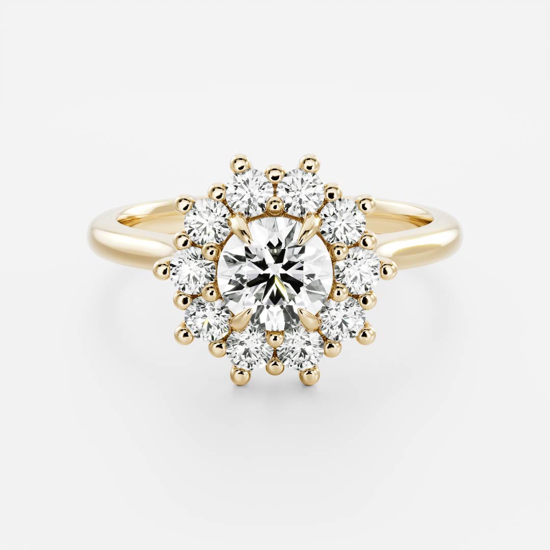 0.60 Carats Round Shape Moissanite Halo Engagement Ring