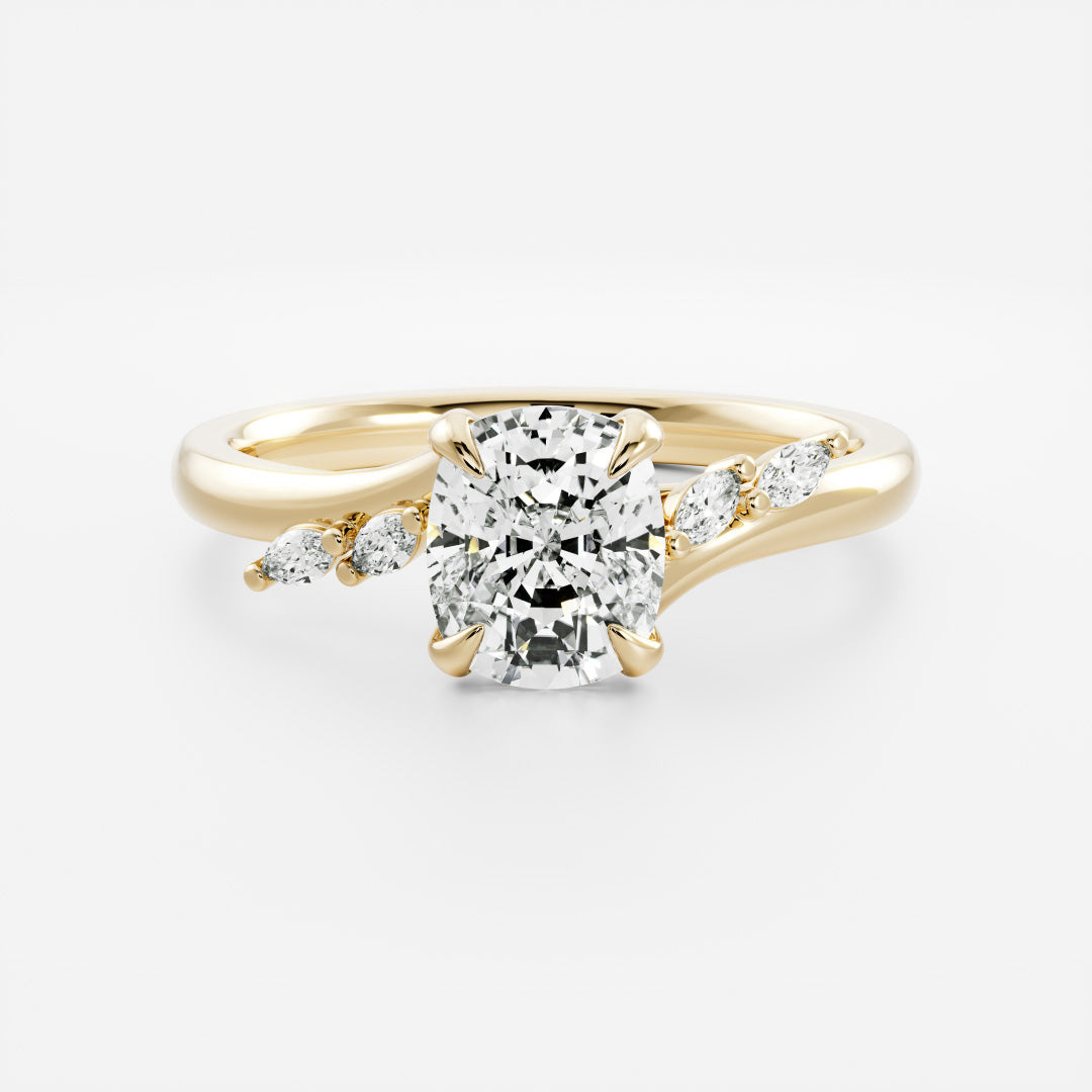 1.10 Carats Elongated Cushion Shape Cluster Moissanite Engagement Ring