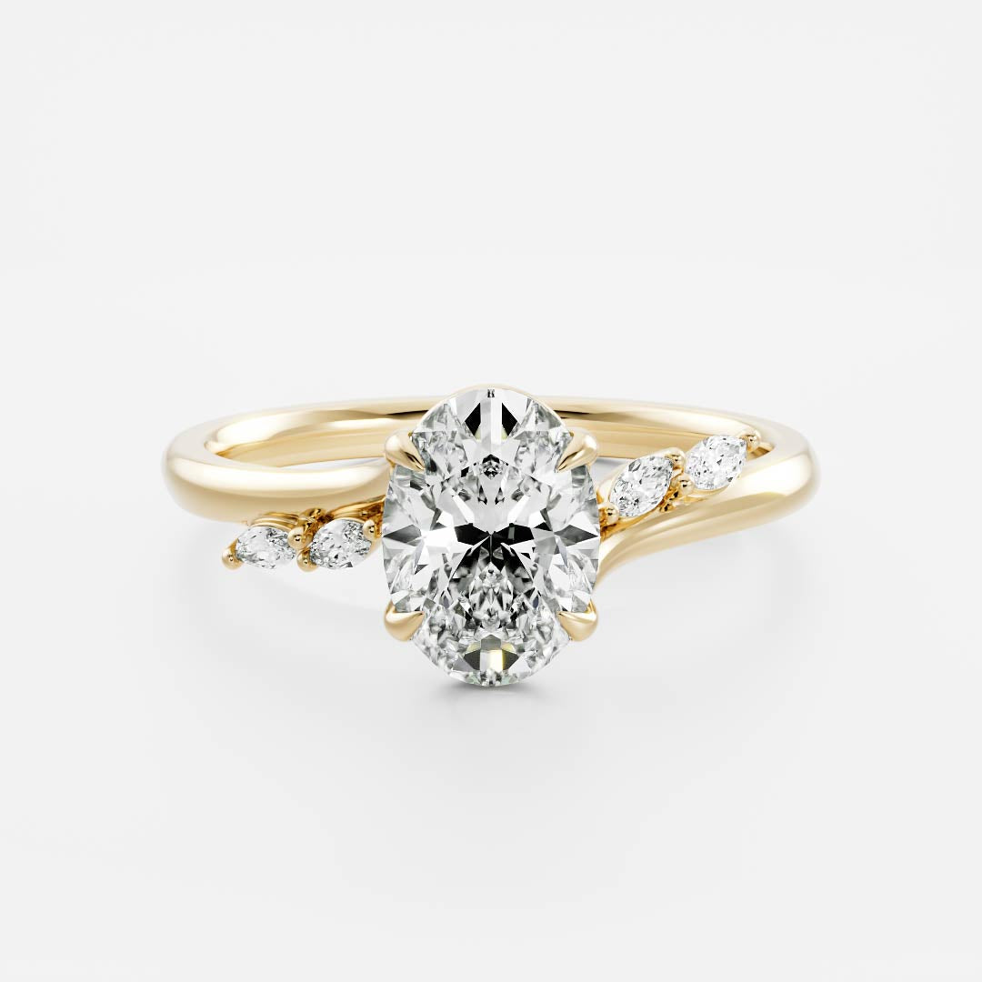 1.30 Carats Oval Shape Moissanite Cluster Engagement Ring
